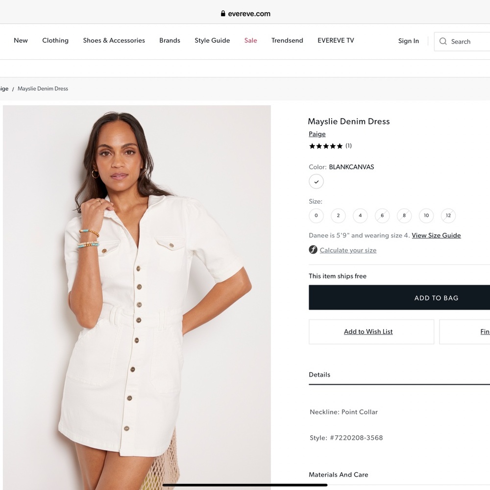 Paige Mayslie Denim Dress Size 2